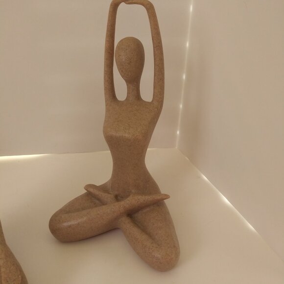 3 Yoga Poses Sandstone Sculptures Ceramic Resin NWOT - Picture 2 of 6